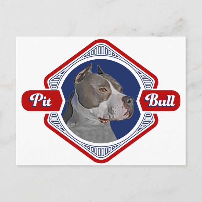 Patriotic Pit Bull Dog Logotyp Vykort (Framsida)