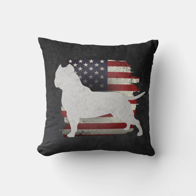 Patriotic Pitbull American Flagga Dekorativ kudde (Framsida)