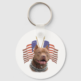 Patriotic Pitbull Nyckelring