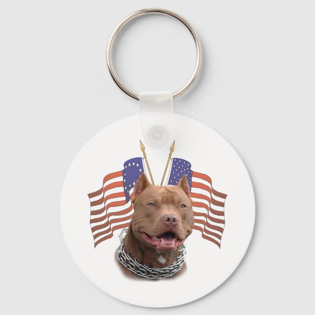 Patriotic Pitbull Nyckelring (Framsida)