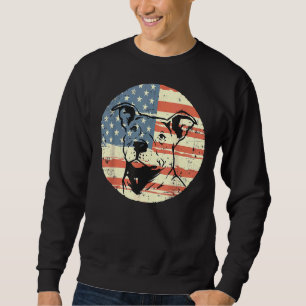 Patriotic Pitbull Retro Usa American Flagga Hund M Lång Ärmad Tröja