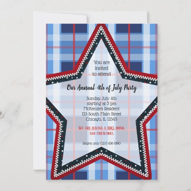 Patriotic plaid inbjudningar (Framsida)
