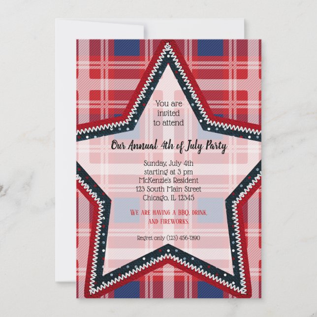 Patriotic plaid inbjudningar (Framsida)