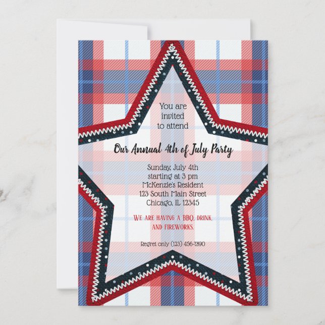 Patriotic plaid inbjudningar (Framsida)