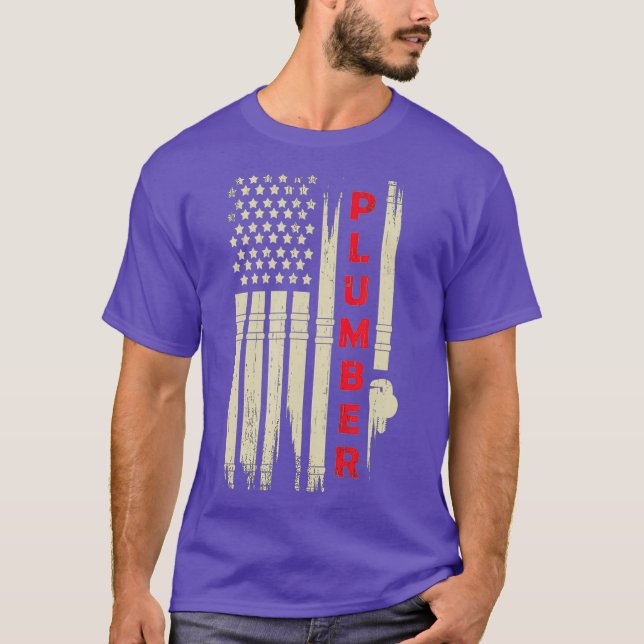 Patriotic Plumber Gift 4:e juli Plumber Pipe T Shirt (Framsida)