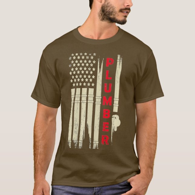 Patriotic Plumber Gift 4th of July Plumber Pipe T Shirt (Framsida)