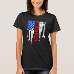 Patriotic Plumber US American Flagga Plumbing Pipe T Shirt