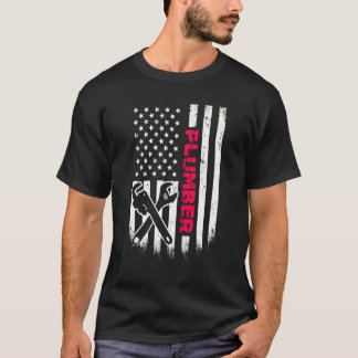 Patriotic Plumber USA American Flagga Plumber 4:e T Shirt