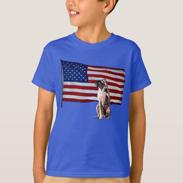 Patriotic Pointer Kids T Shirt (Framsida)