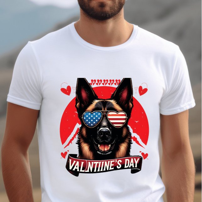 Patriotic Pooch Passion - Alla hjärtans dag Kärlek T Shirt (Skapare uppladdad)