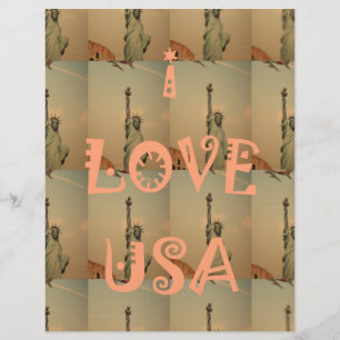 Patriotic Pop Art: "I Kärlek USA" Graphic Art Desi Brevhuvud