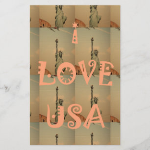 Patriotic Pop Art: "I Kärlek USA" Graphic Art Desi Brevpapper