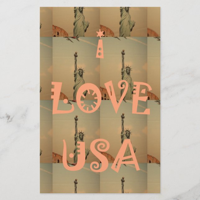Patriotic Pop Art: "I Kärlek USA" Graphic Art Desi Brevpapper (Framsida)