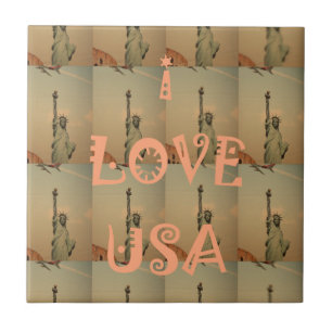 Patriotic Pop Art: "I Kärlek USA" Graphic Art Desi Kakelplatta