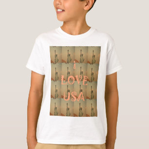 Patriotic Pop Art: "I Kärlek USA" Graphic Art Desi Tee Shirt