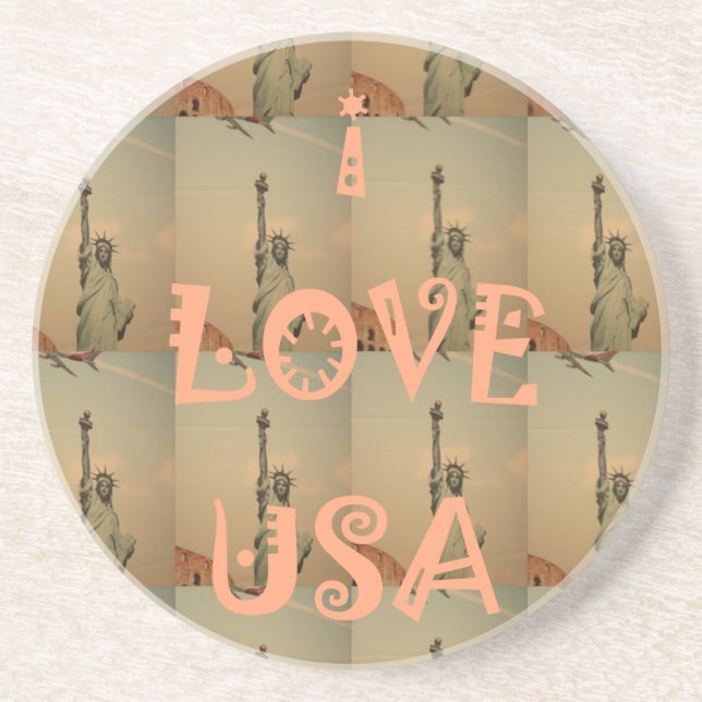 Patriotic Pop Art: "I Kärlek USA" Graphic Art Desi Underlägg (Framsidan)