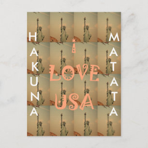 Patriotic Pop Art: "I Kärlek USA" Graphic Art Desi Vykort