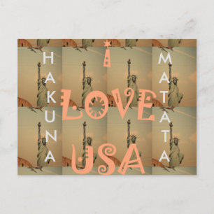 Patriotic Pop Art: "I Kärlek USA" Graphic Art Desi Vykort