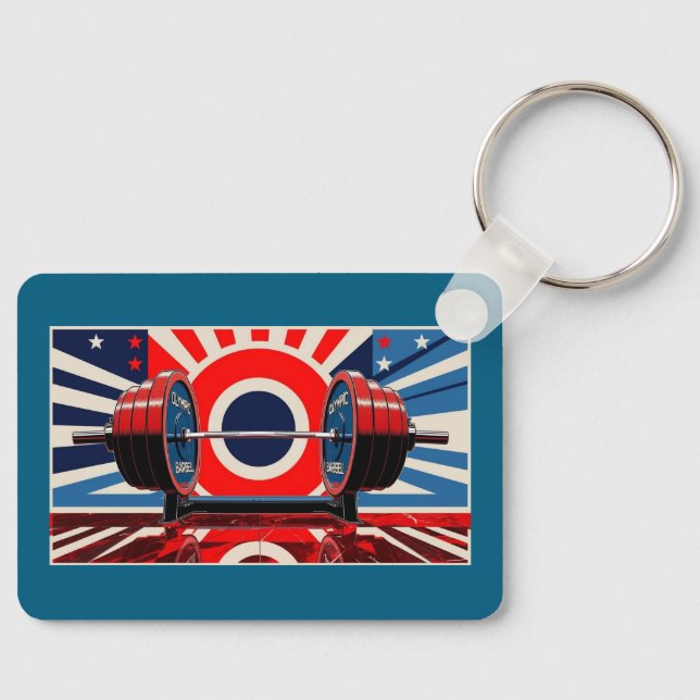 Patriotic Pop Art Olympic Barbell Set Nyckelring (Framsida)