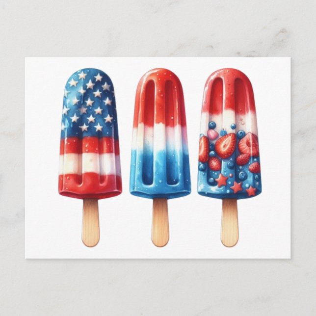 Patriotic Popcicles Vykort (Framsida)