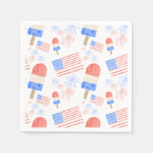 Patriotic Popsicle & Fireworks Napkins