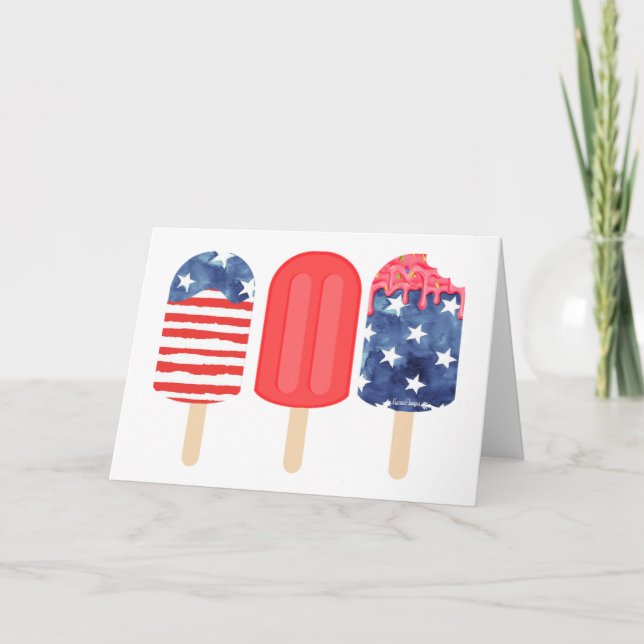 Patriotic Popsicle Kort (Framsida)