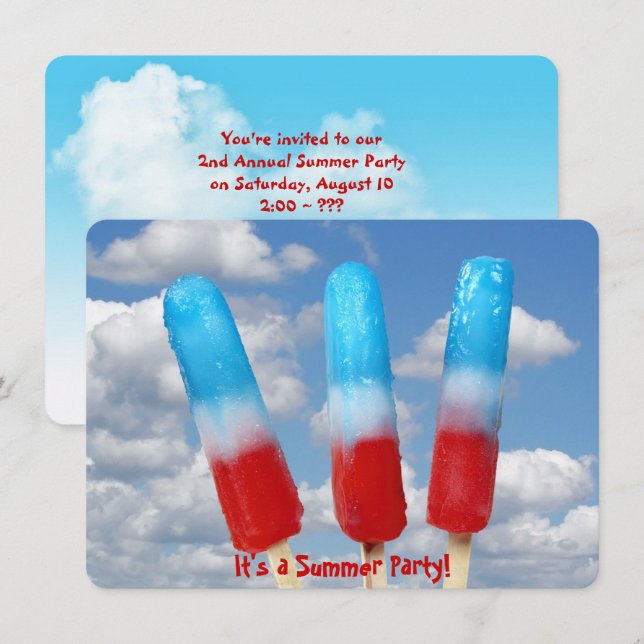 Patriotic popsicle party inbjudningar (Fram/baksida)