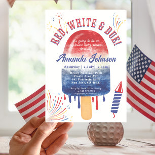 Patriotic Popsicle Red White på 4:e babyskaren Inbjudningar