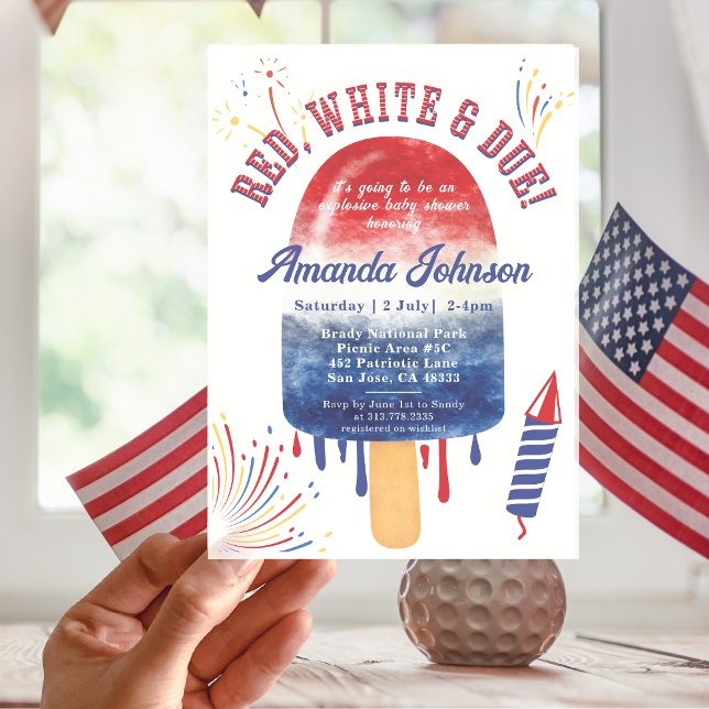Patriotic Popsicle Red White på 4:e babyskaren Inbjudningar (Skapare uppladdad)
