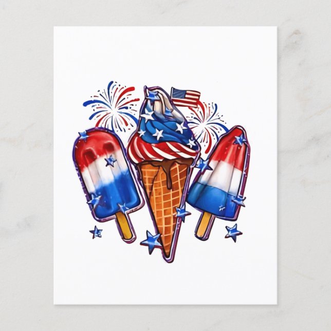 Patriotic Popsicles Ice Cream 4:e juli Flygblad (Framsidan)