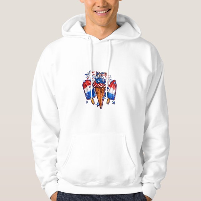Patriotic Popsicles Ice Cream 4:e juli Hoodie (Framsida)