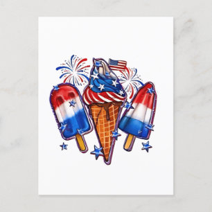 Patriotic Popsicles Ice Cream 4:e juli Inbjudan Vykort