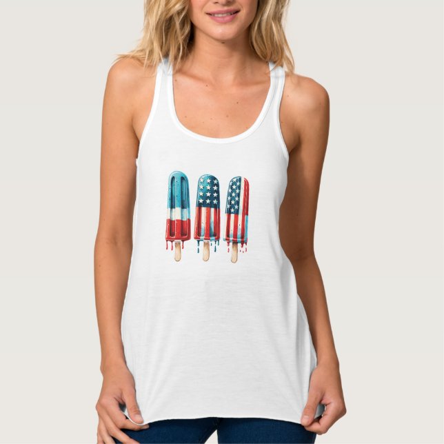 Patriotic Popsicles Linne Med Racerback (Framsida)