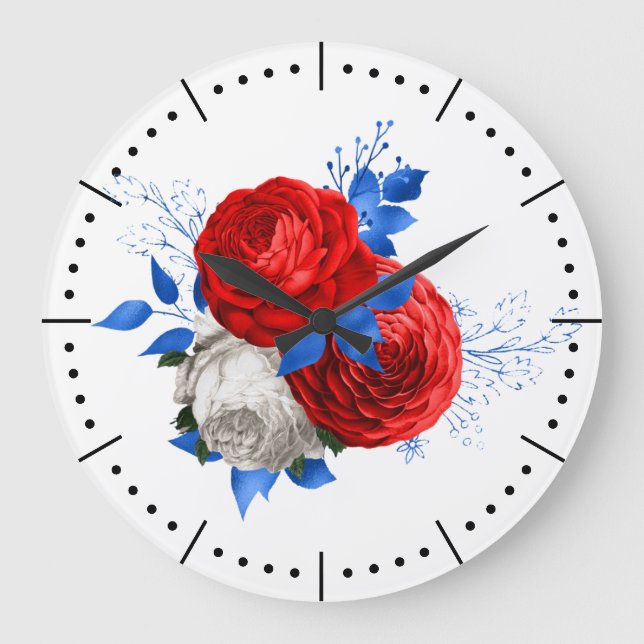 Patriotic Posey 1 Acrylic Wall Clock Stor Klocka (Framsida)