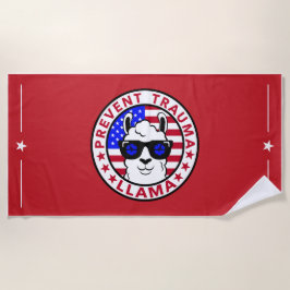Patriotic Prevent Trauma Llama Beach Towel