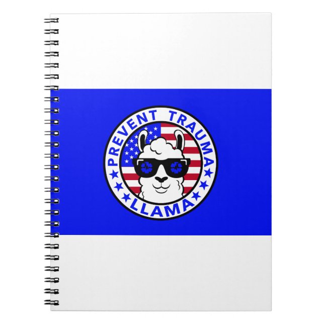 Patriotic Prevent Trauma Llama Notebook Anteckningsbok (Framsidan)