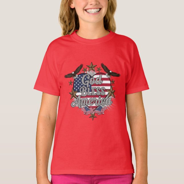 Patriotic Pride – God Bless America T-shirt design (Framsida)