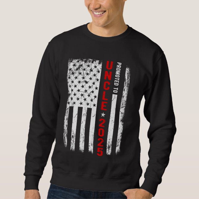 Patriotic Promoted to farbror Est 2025 First Time  Lång Ärmad Tröja (Framsida)