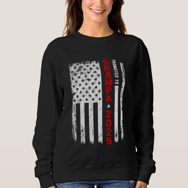 Patriotic Promoted to Grampa Est 2025 First Time N T Shirt (Framsida)