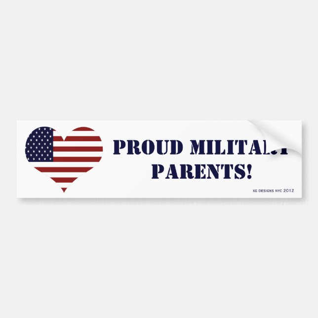 Patriotic Proud Military Parents Bumper Sticker Bildekal (Framsidan)