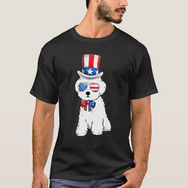 Patriotic Pudel Hund USA Amerikanska Flagga Kvinno T Shirt (Framsida)