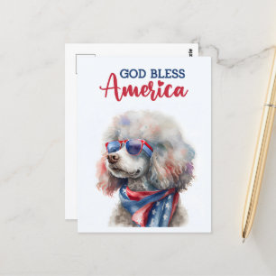 Patriotic Pudel, Välsigna dig America Postcard Vykort