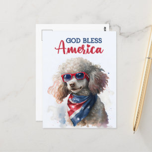 Patriotic Pudel, Välsigna dig America Postcard Vykort