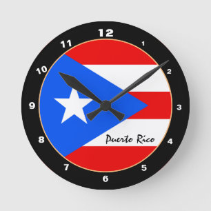 Patriotic Puerto Rican Flagga, Puerto Rico / desig Rund Klocka