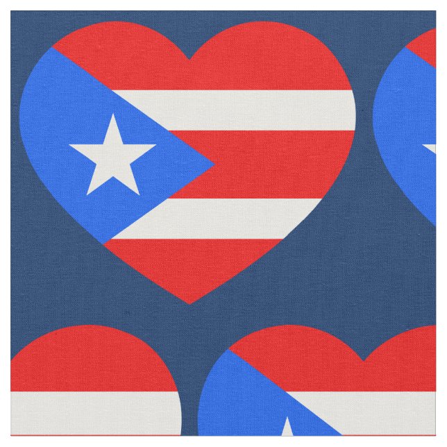 Patriotic Puerto Rico Flagga Kärlek Heart Mönster Tyg (Närbild)