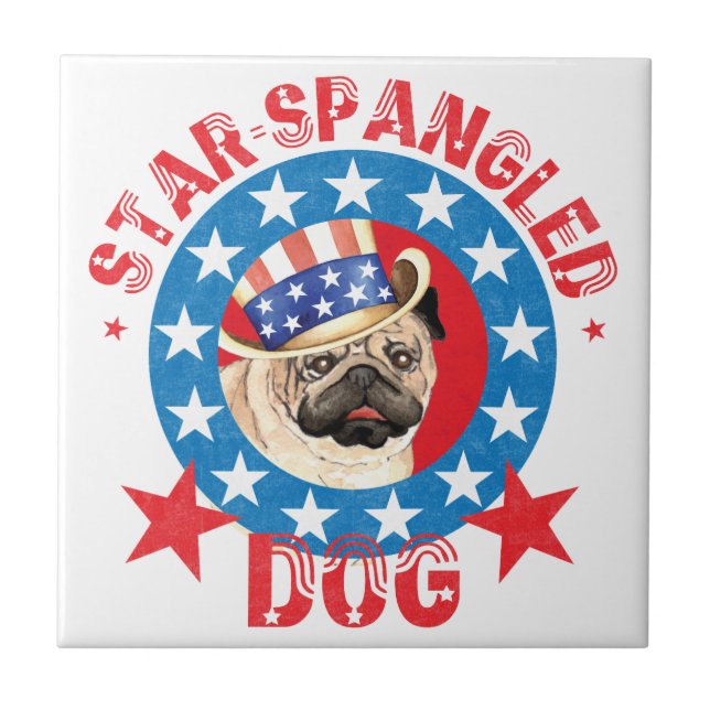 Patriotic Pug Kakelplatta (Framsidan)