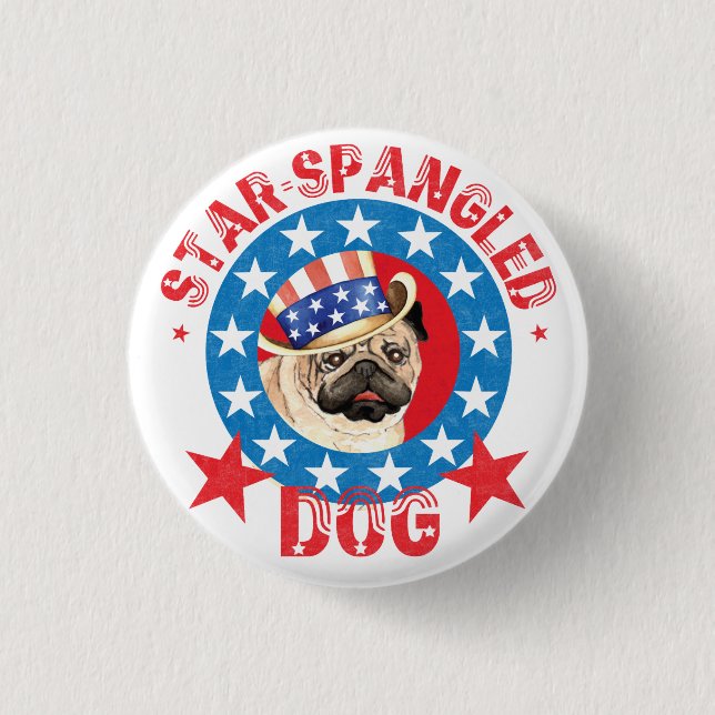 Patriotic Pug Knapp (Framsida)