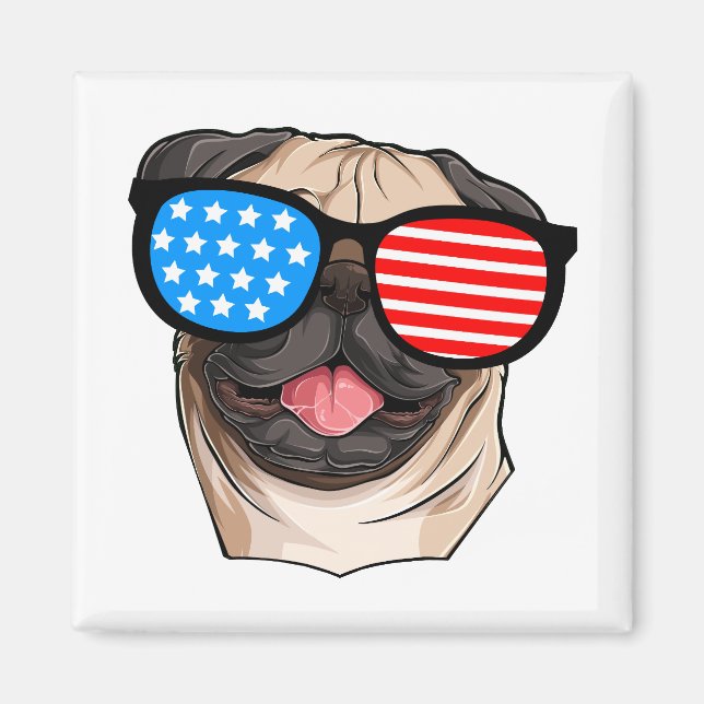 Patriotic Pug Magnet (Framsidan)