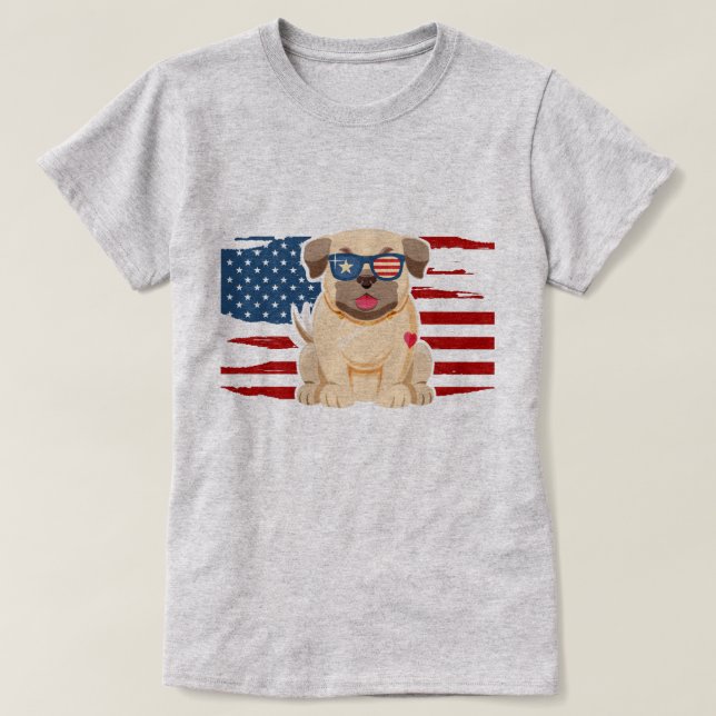 Patriotic Pug T Shirt (Design framsida)