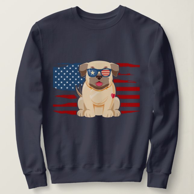 Patriotic Pug T Shirt (Design framsida)